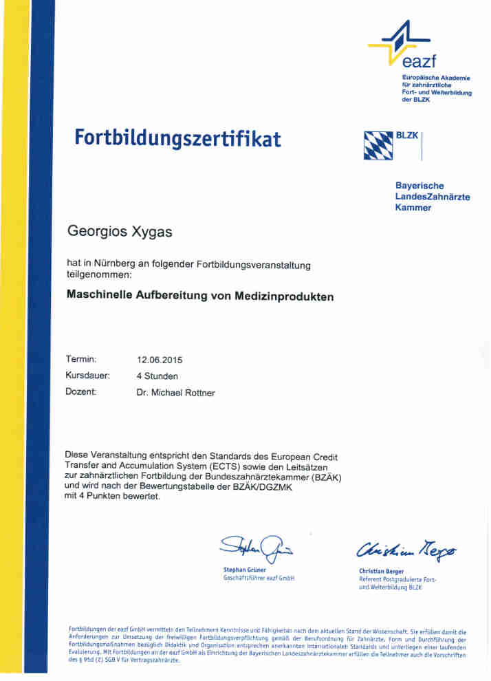 Zertifikat Deutschen Gesellschaft für Parodontologie e.V.