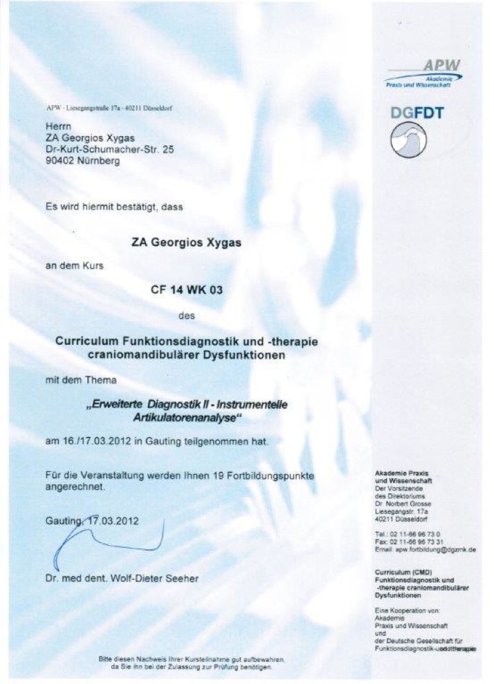 Zertifikat GOZ 2012