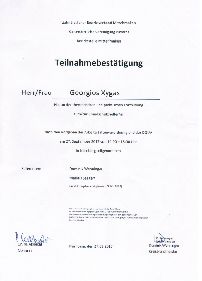 Zertifikat Branschutzhelfer